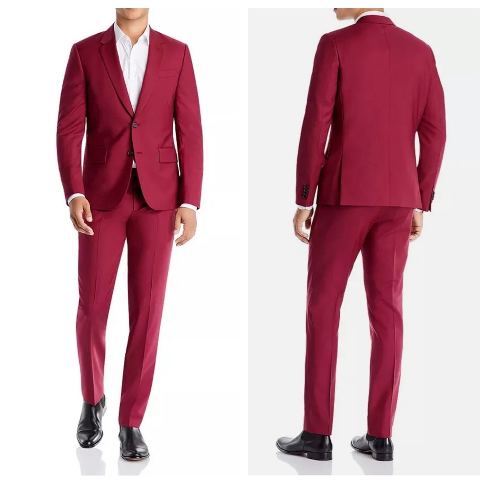 Paul Smith Mens soho fit wool mohair burgundy red blazer suit jacket